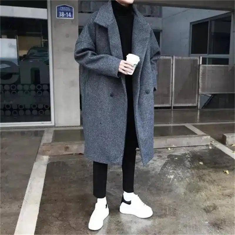 Medium long coat-Gray-2