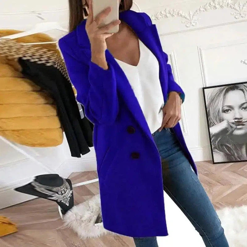 Elegant Blue Coat for Any Occasion-Royal blue-2