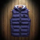 Men'S Plus Size Waistcoat Thick Cotton Vest Plus Cotton Vest-Dark Blue-3