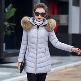 LOVEMI - Lovemi - Mid-length slim cotton jacket large fur collar