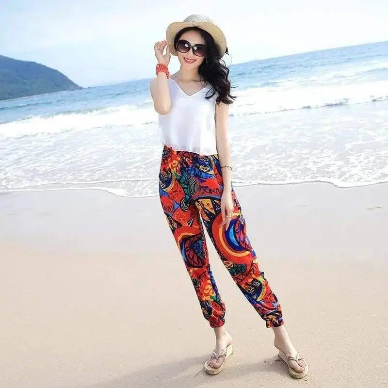 new national style prints, trousers, big yards, women's-1