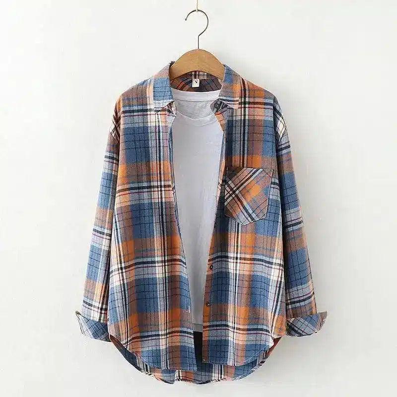 LOVEMI - Lovemi - Plaid Shirt Women'S Long-Sleeved Loose Shirt