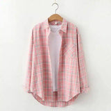 Plaid Cotton Casual Shirt with Pocket-Small fan grid-23