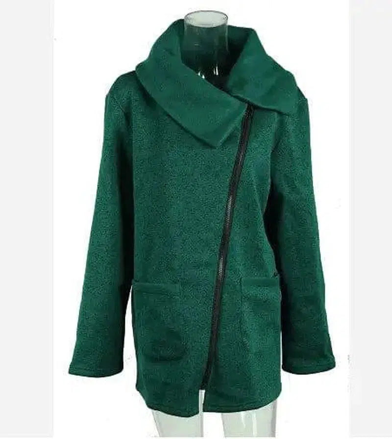 Plus Velvet Sweater Female Wool Sweater Coat-Green-13