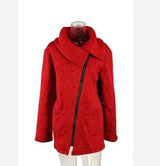 Plus Velvet Sweater Female Wool Sweater Coat-Wine red-4