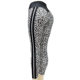 Printed leopard print bottom yoga pants-Black white-2