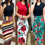 Printed Office Midi Pencil Dress Large Women Dress-1