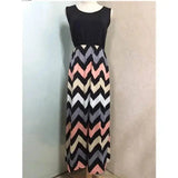 Printed Waves Stripe Long Skirt Dress-Blackpink-4