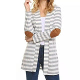 Pure - Long Sleeve Striped Cardigan-Light grey-3