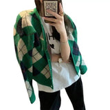 LOVEMI - Lovemi - Retro British Style Diamond Plaid V-neck Sweater