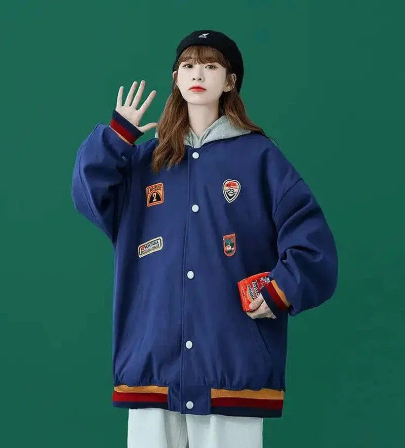 LOVEMI - Lovemi - Retro Hong Kong Style Baseball Uniform Women Loose