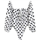 Retro Polka Dot Collar Shirt One Piece-white-2