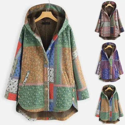 Hooded Patchwork Jacket with Pockets-1