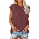 LOVEMI - Lovemi - Round Neck Loose Off-shoulder Solid Color Top