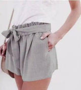 LOVEMI - Lovemi - Ruffled Waist Bowknot Decoration Loose Shorts