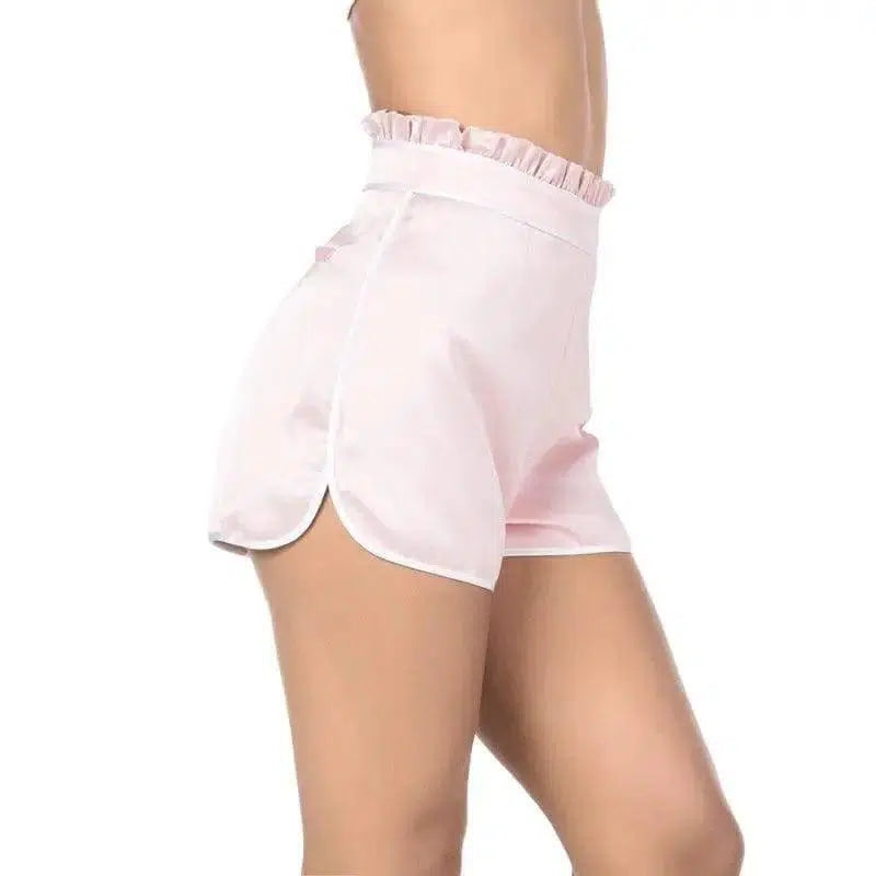 Satin High Ruffled Waist Shorts-2