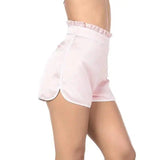 Satin High Ruffled Waist Shorts-Pink-8