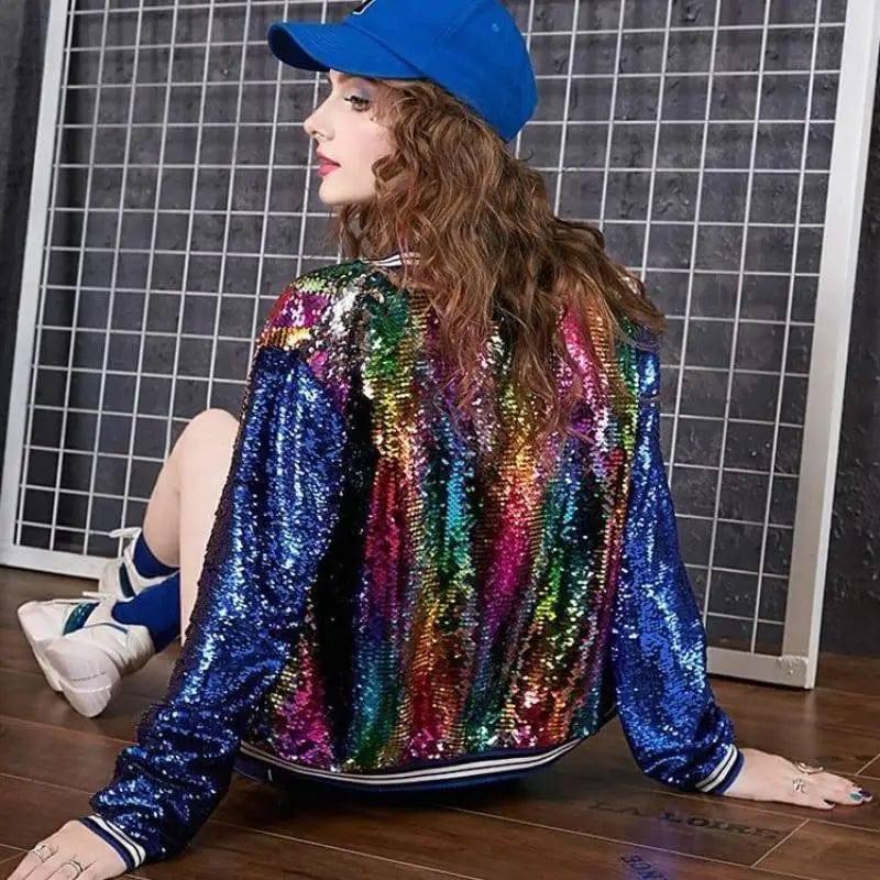 LOVEMI - Lovemi - Sequin stand collar jacket