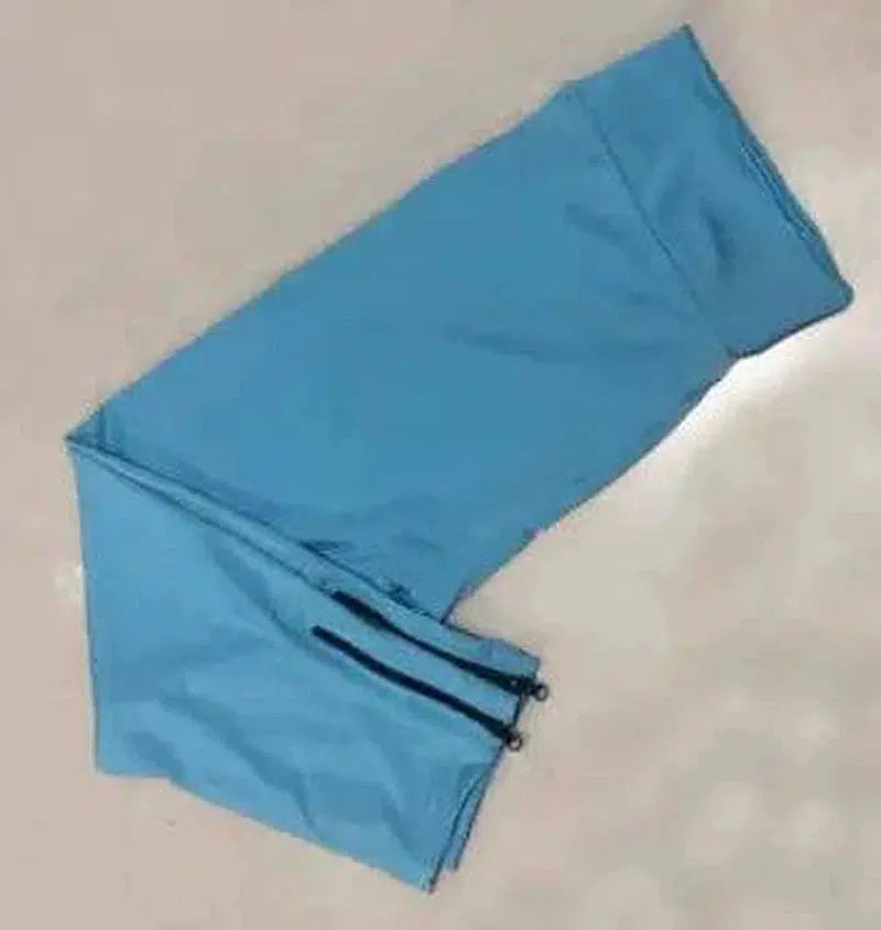 Seven-Point Zipper Sports Pant wnomen's Casual Leggings-Sky Blue-5