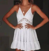 Backless Lace Slip Dress-White-19