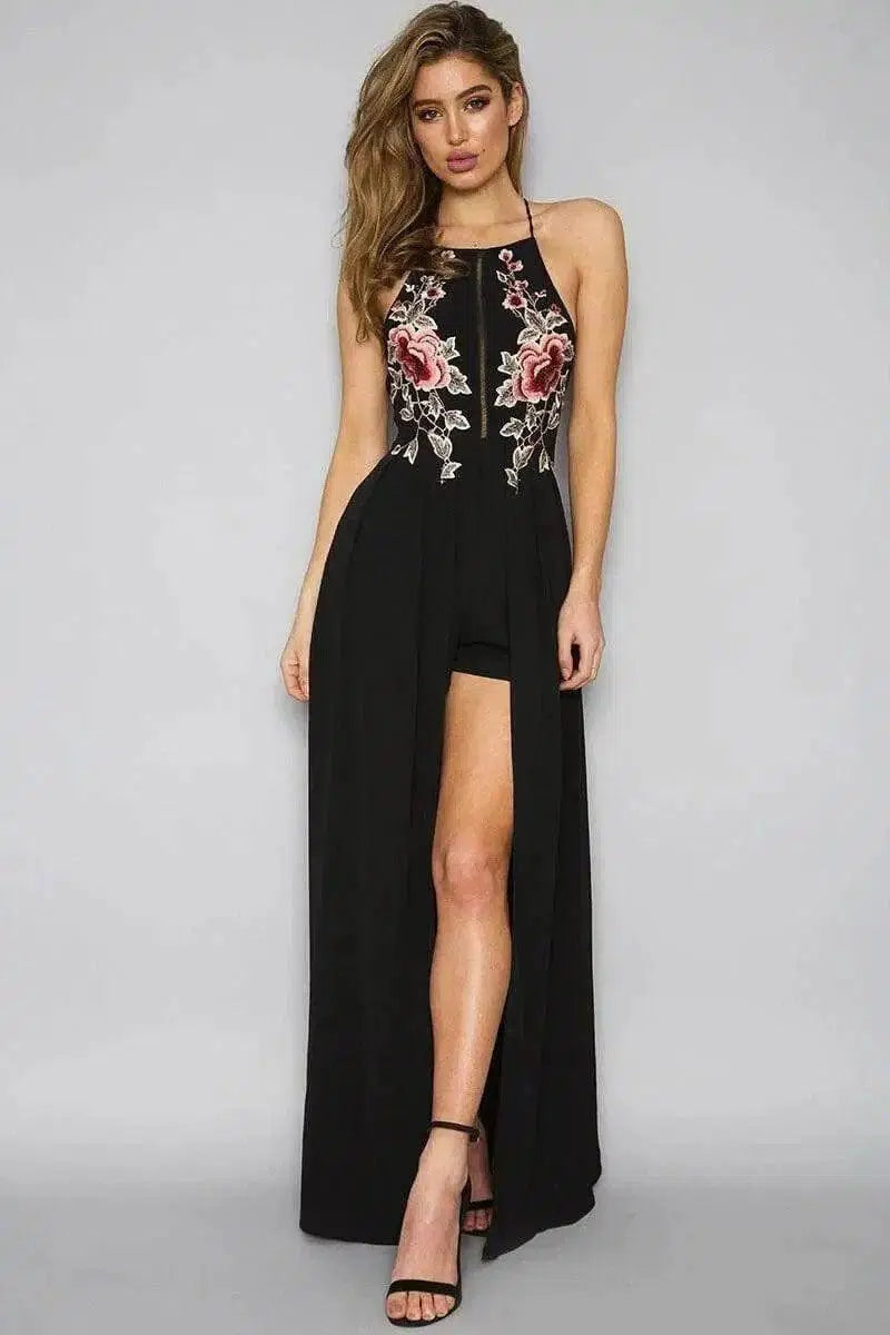 LOVEMI - Lovemi - sexy halter backless hand-embroidered split dress