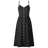 Suspender Button Pocket Halter Dress-Black-20