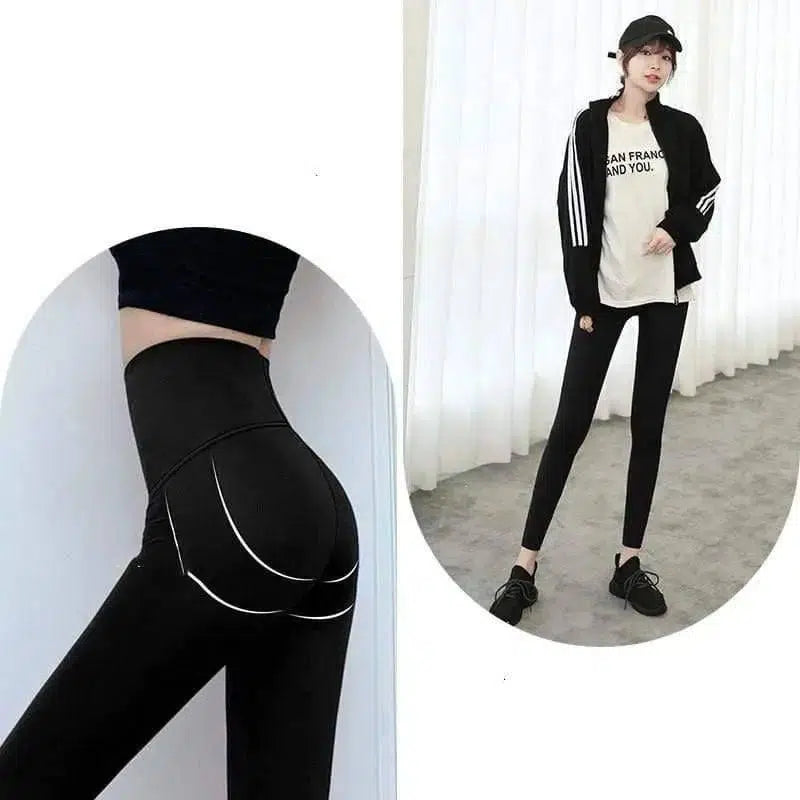 Shark skin leggings women wear thin autumn tights-C black-4