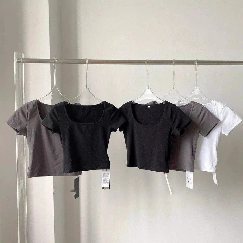 Women's Short Sleeve Crop Tops-1