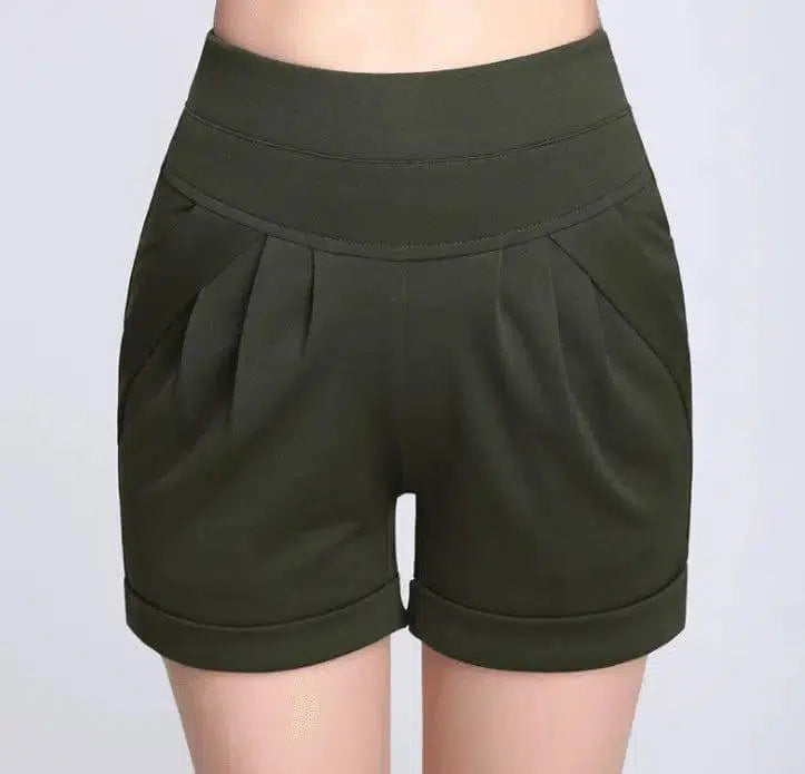 Shorts Chiffon Women Cotton Casual-ArmyGreen-28