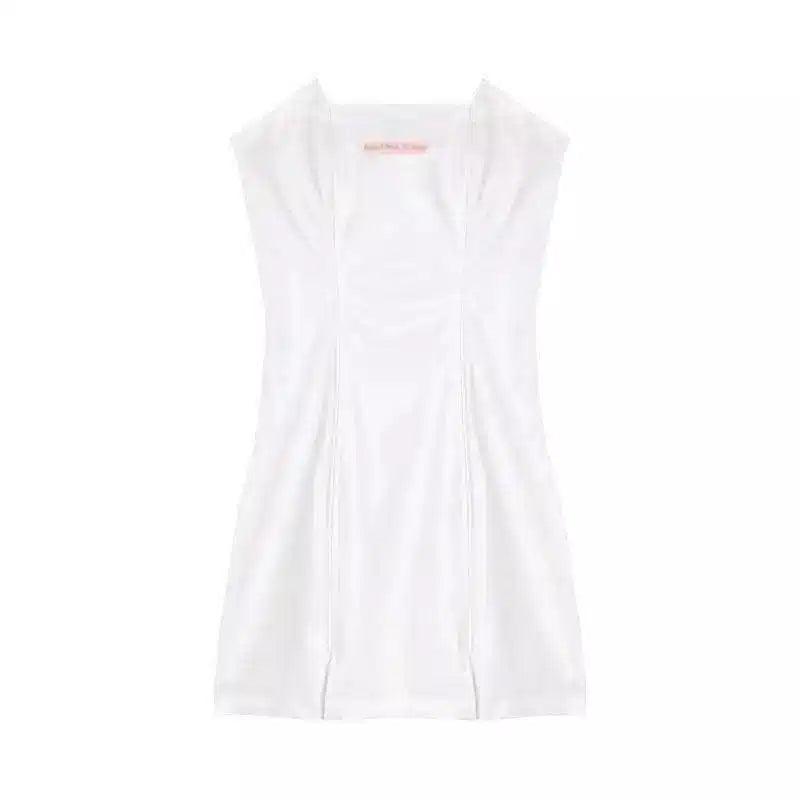 LOVEMI - Lovemi - Sleek White Cap-Sleeve Dress