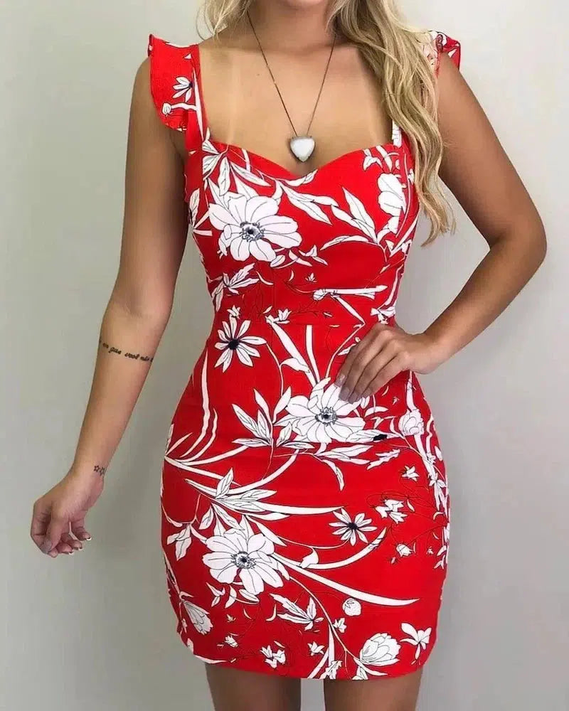 Sleeveless printed hip dress-gules-16