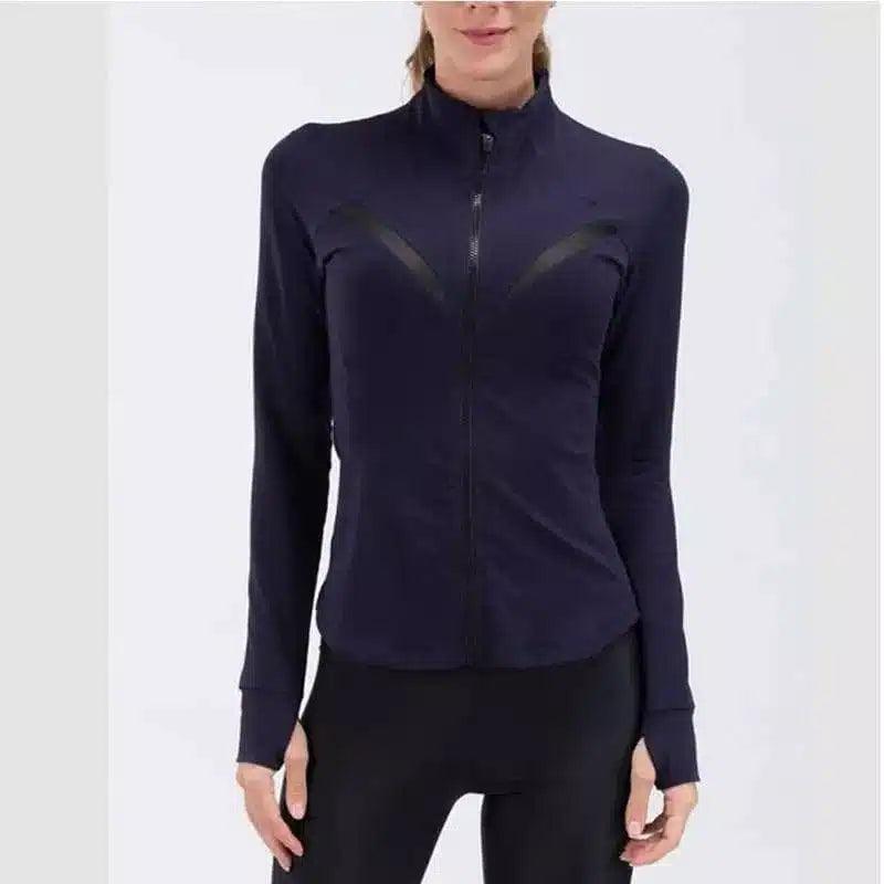 Slim Fit Zipper Stand Collar Exercise Yoga Suit Jacket-1