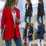 Women's Casual Blazer Jacket with Pockets-1