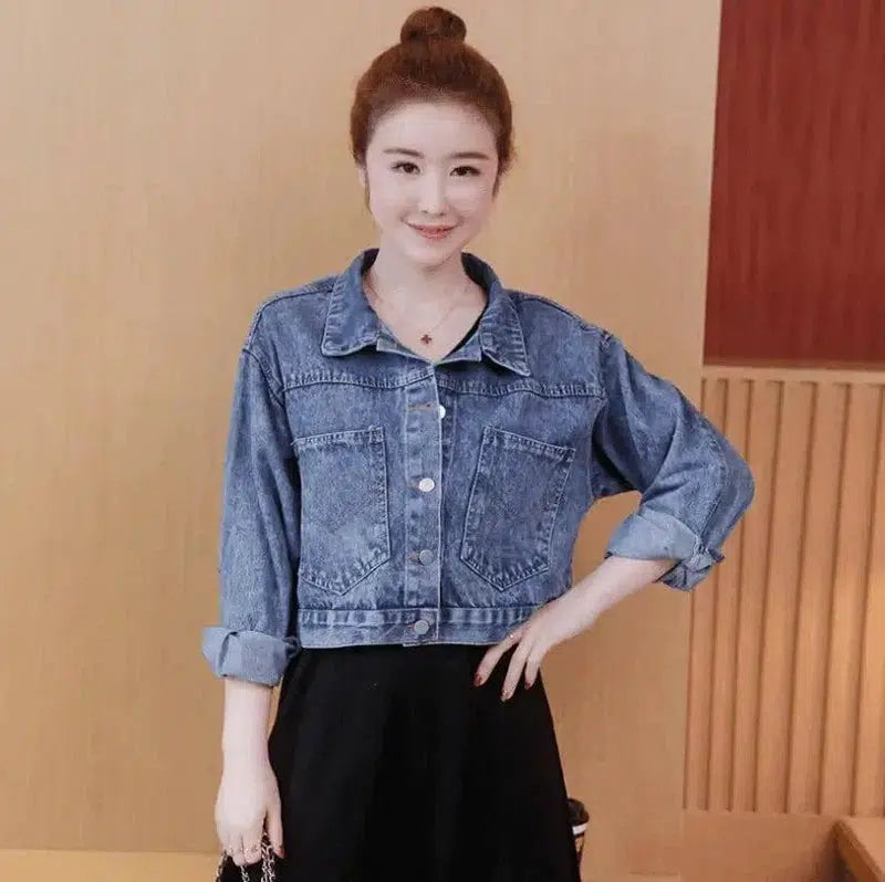 spring new women's Korean spring jacket students wild spring-5920 blue-7