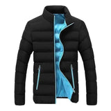 Stand-Up Collar Padded Slim Down Padded Jacket-Blue-2