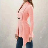 Women's Cable Knit Sweater Cardigan with Buttons-Pink-5