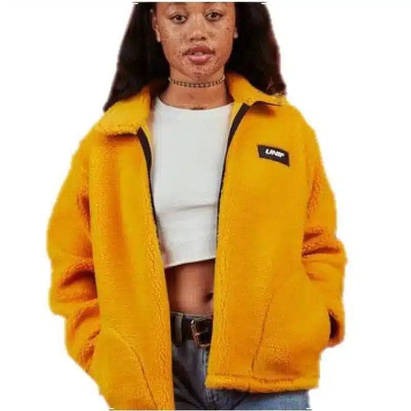 LOVEMI - Lovemi - Street Teddy Bear Turmeric Plush Women's Jacket