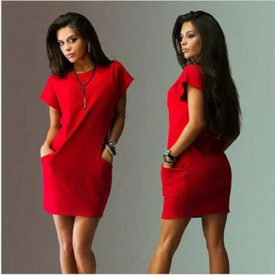 Summer Fashion Women Clothing Casual Short Sleeve O-Neck-Red-16