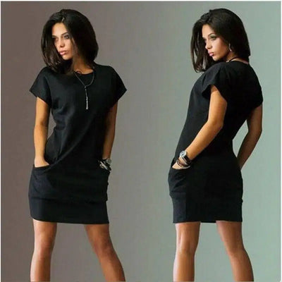 Summer Fashion Women Clothing Casual Short Sleeve O-Neck-Black-17