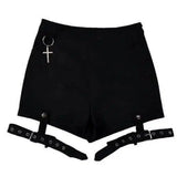 Summer Punk Rock Women's Shorts Cross Ring Hanging-8