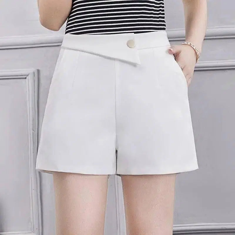 Summer Wide Thigh Shorts-White-12