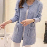 Women's Knit Cardigan with Pockets-Light blue-3