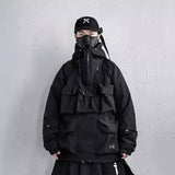 Hooded Tactical Jacket with Pockets-Black-3