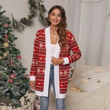 LOVEMI - Lovemi - Tie-dye Christmas Leopard Print Knitted Cardigan