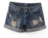 Torn Denim Shorts For Women-Darkblue-22