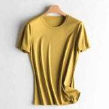 LOVEMI - Lovemi - V-neck mercerized cotton T-shirt