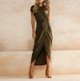 Versatile Wrap Midi Dress in Assorted Colors-14