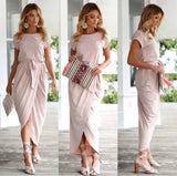 Versatile Wrap Midi Dress in Assorted Colors-Pink-41