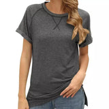 Women's Casual Short Sleeve T-Shirt-Dark gray-6