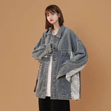 Women's Denim Jacket Loose Korean Style Spring And-Blue-3